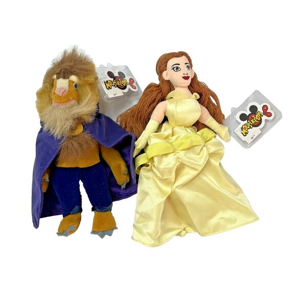 Disney Mouseketoys Min Bean Bag Plush Lot Of 2 Beauty & The Beast Belle‎ Set NWT